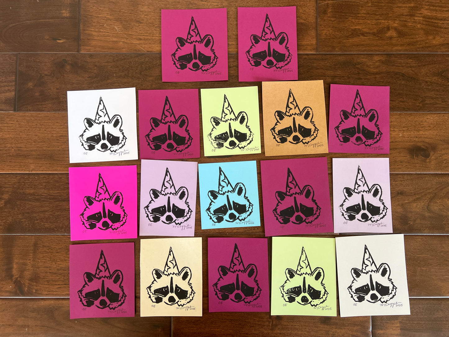 'Wizard' Raccoon Linoleum Block Print