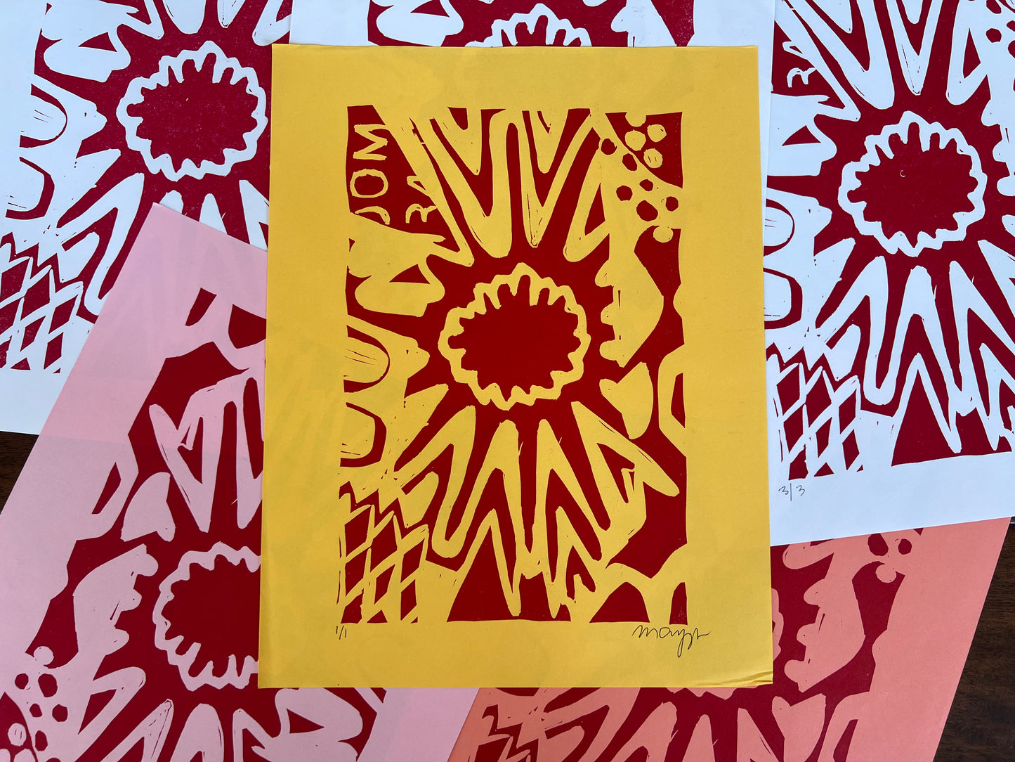 Abstract Linoleum Block Print