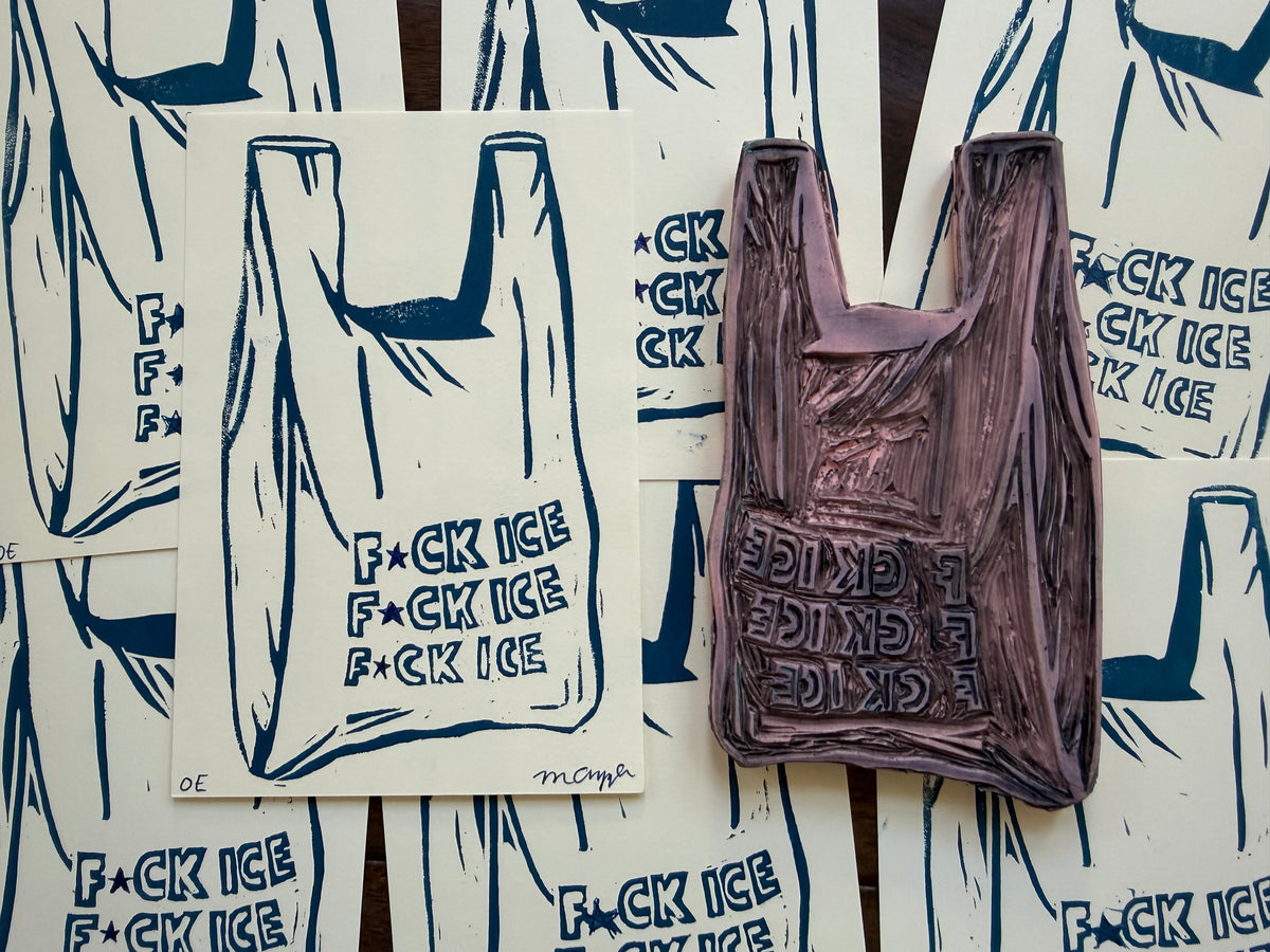 F*CK ICE Linoleum Block Print