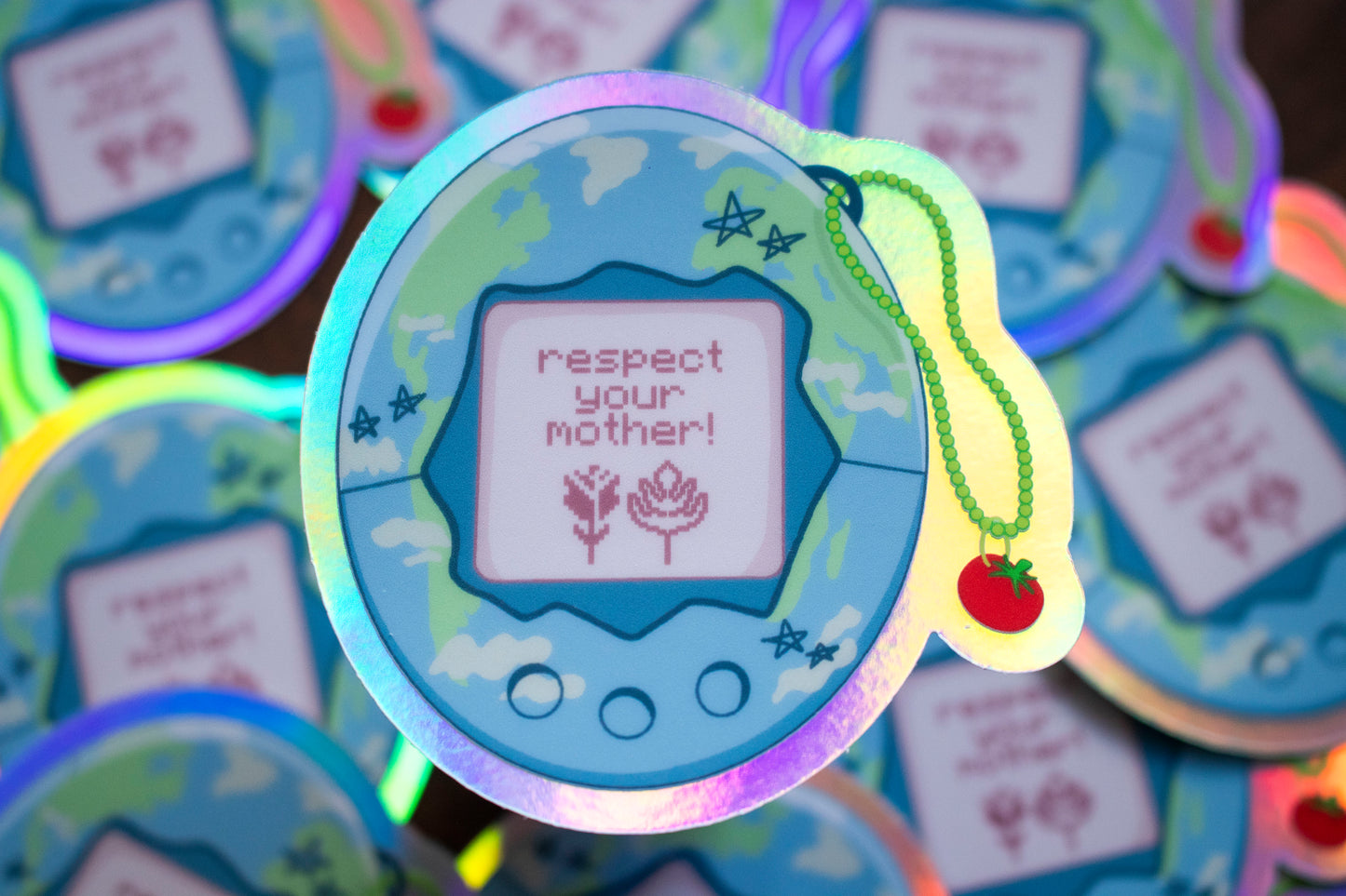 Respect Your Mother Earth Holographic Glossy Vinyl Sticker