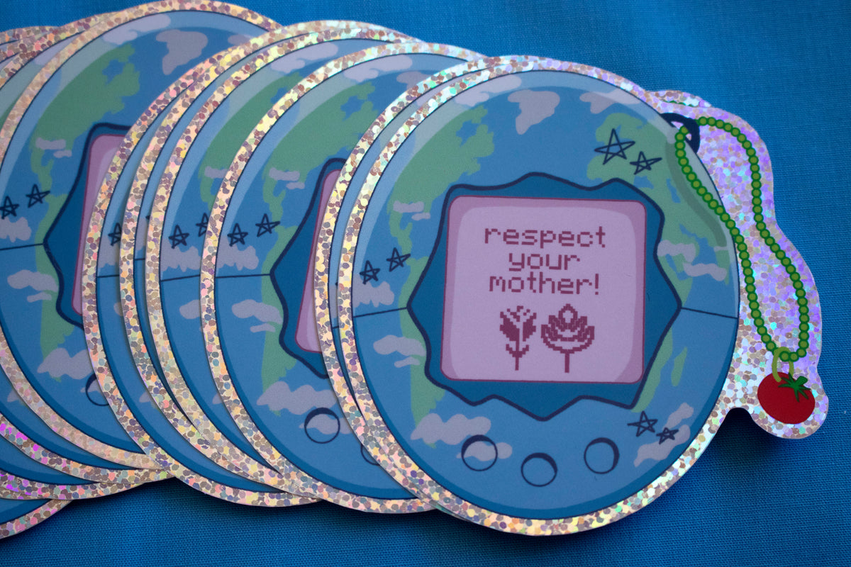 Respect Your Mother Earth Holographic Glossy Vinyl Sticker