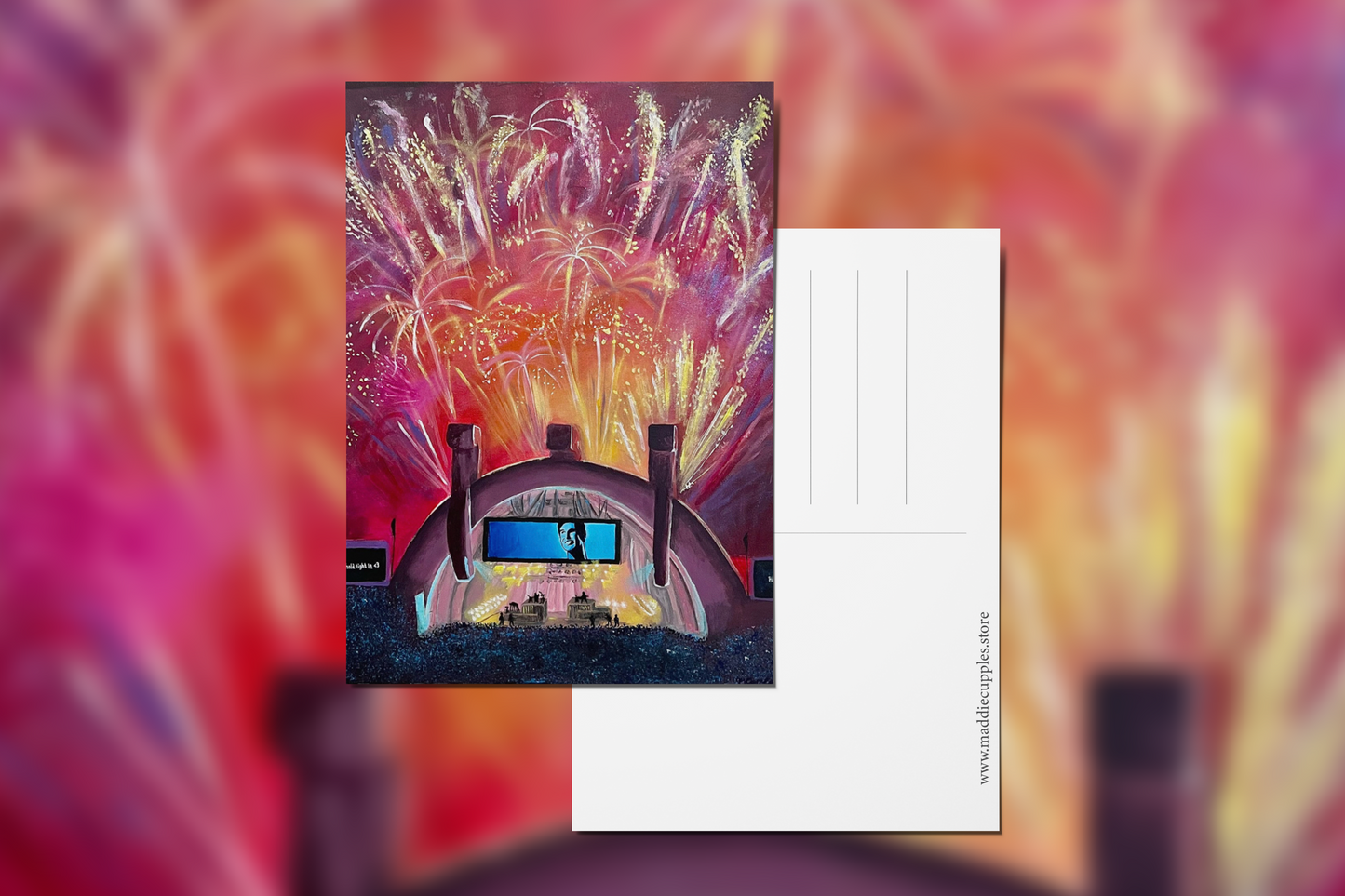 "Heart of Gold" at the Hollywood Bowl Acrylic Painting Postcard