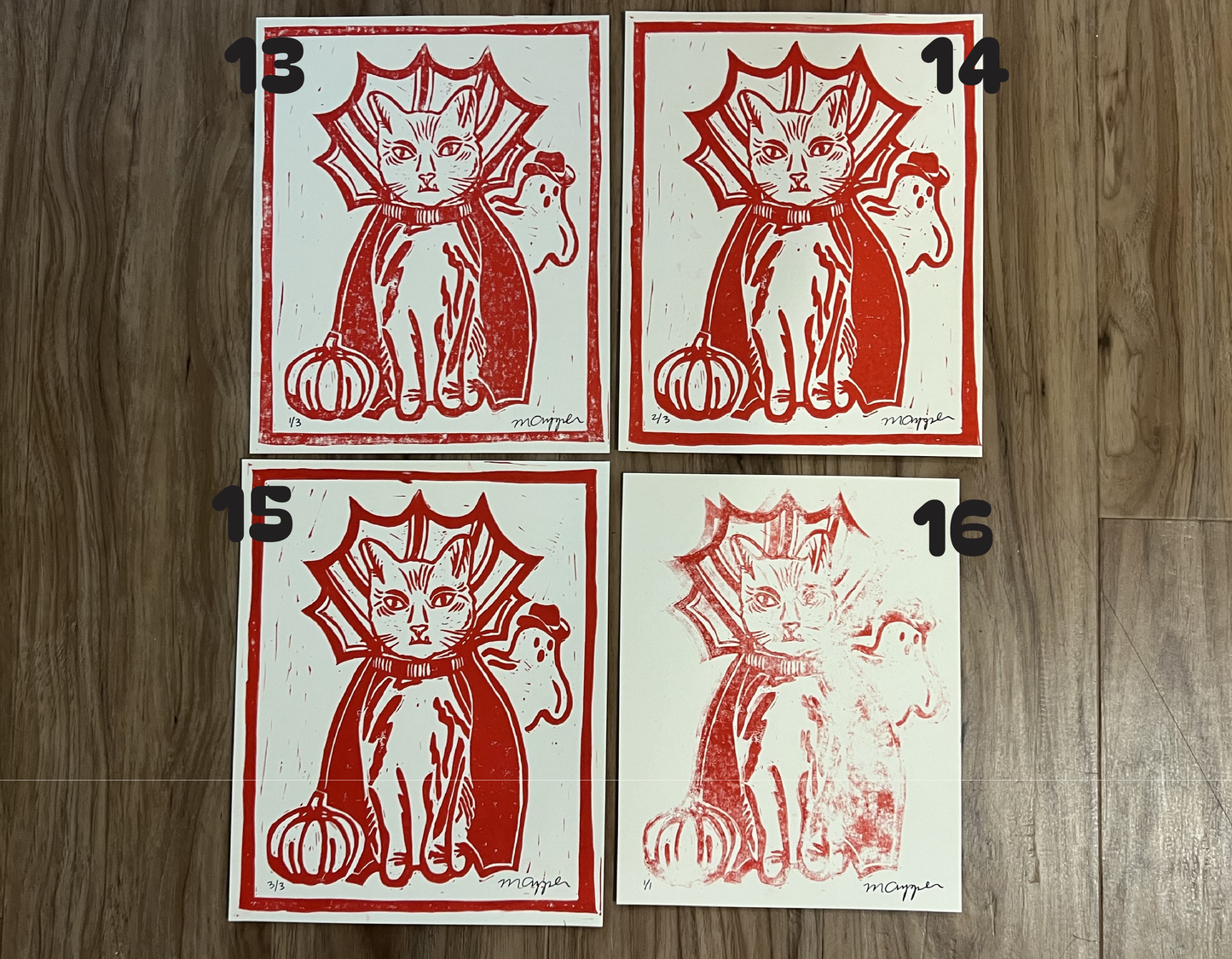 'Vampire Greg' Linoleum Block Print