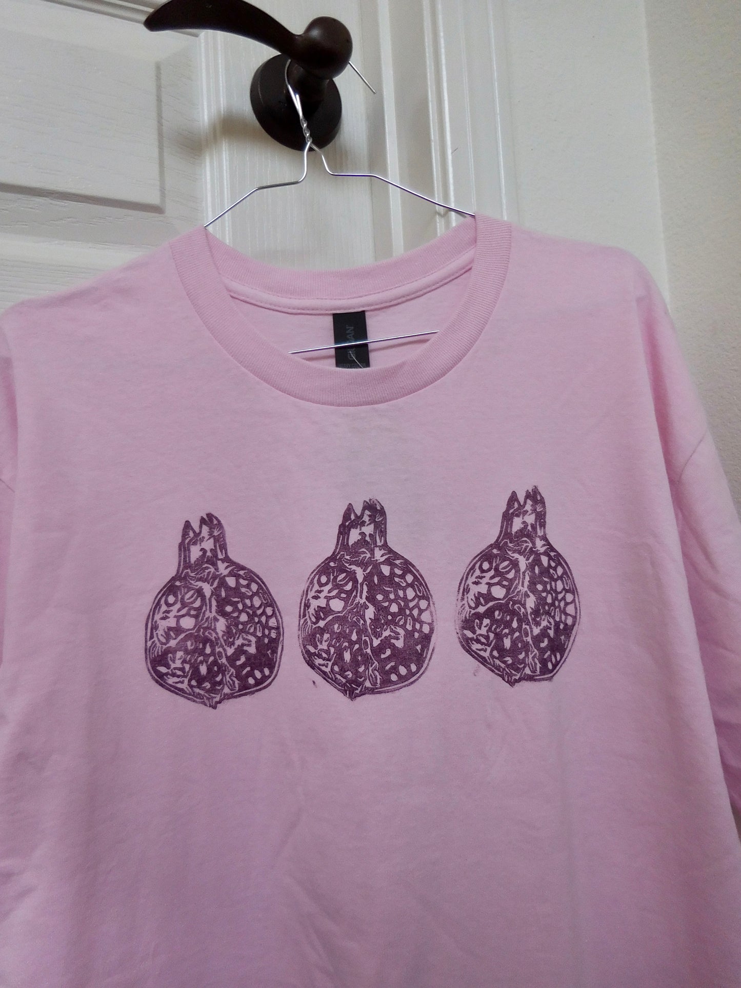 Pomegranate Blues Linoleum Block Printed T-Shirt