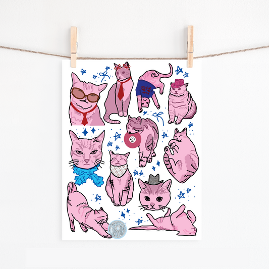 'Disco Cats' Giclee Fine Art Print