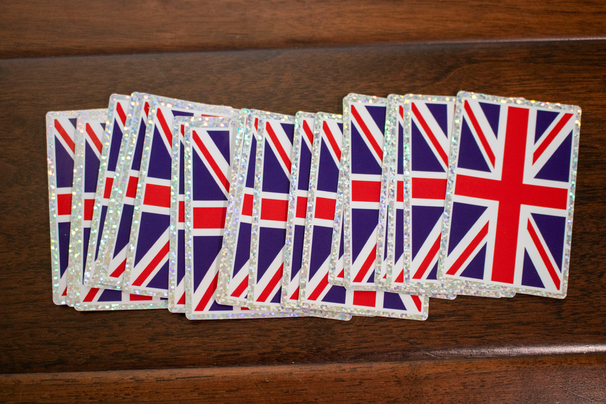 Union Jack United Kingdom Flag Holographic Glitter Sticker