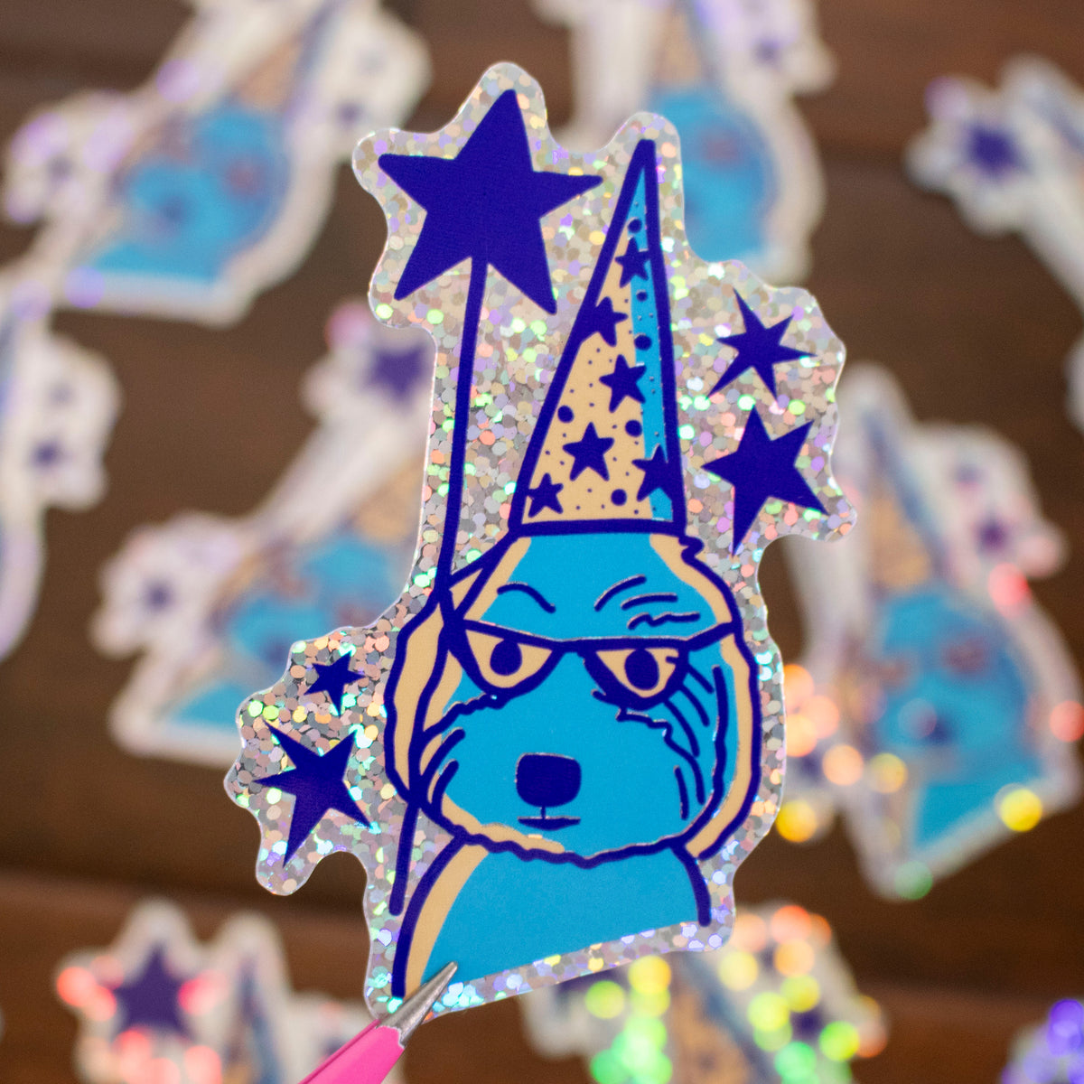 Wizard Dog Gitter Holographic Glossy Sticker