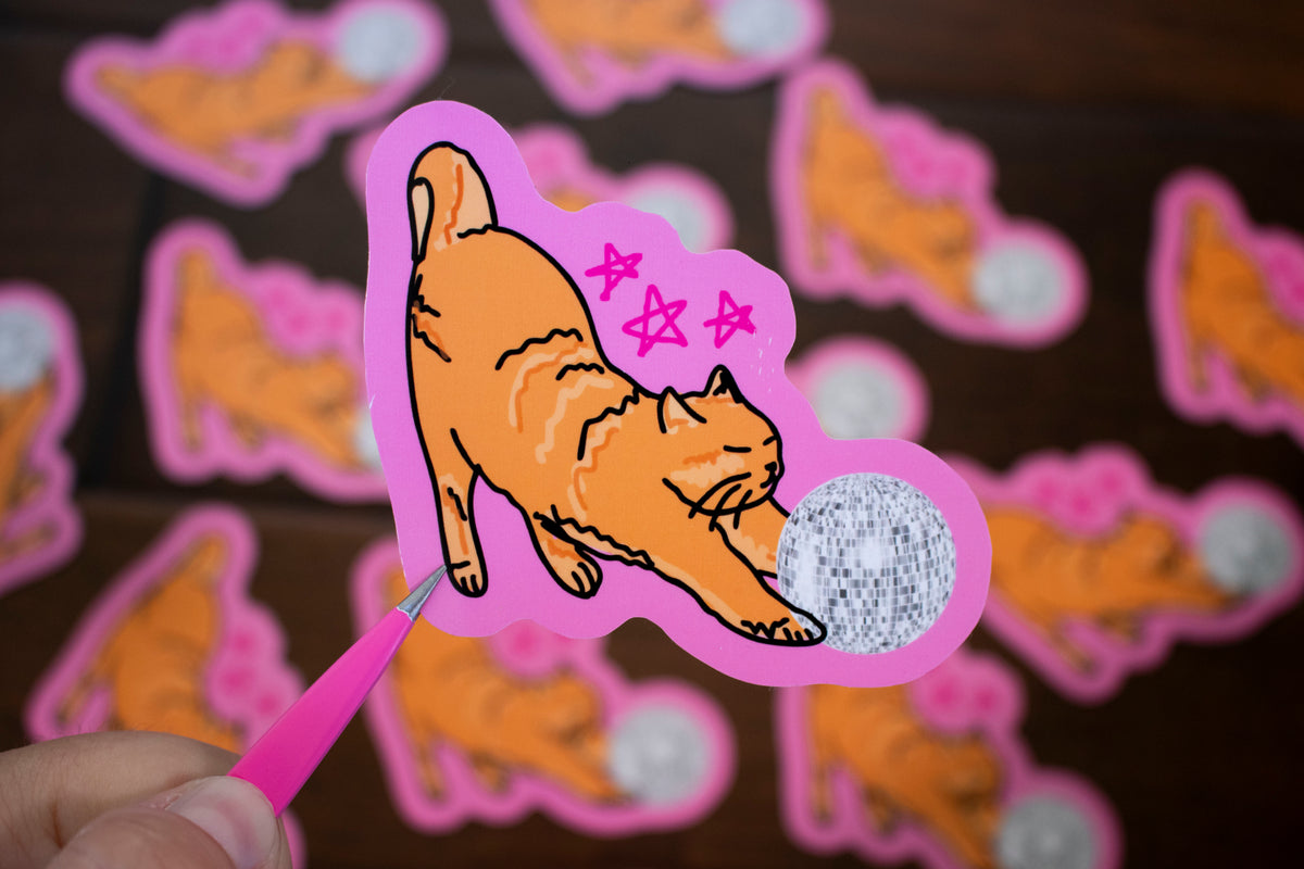 Disco Cat Vinyl Sticker