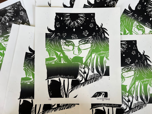 'Guess' Linoleum Block Print