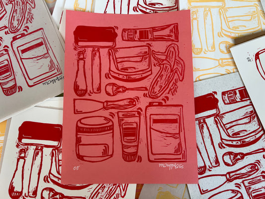 'Print is Lyfe' Linoleum Block Print