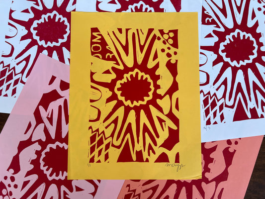 Abstract Linoleum Block Print