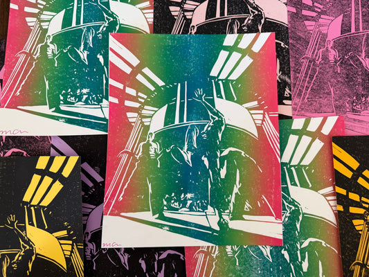 "Are You Listening Yet?" Linoleum Block Print