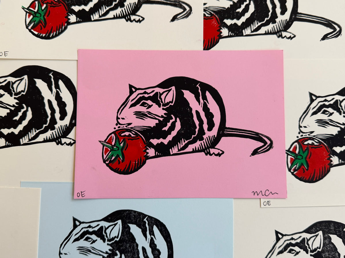 "Mr. Rat" Linoleum Block Print