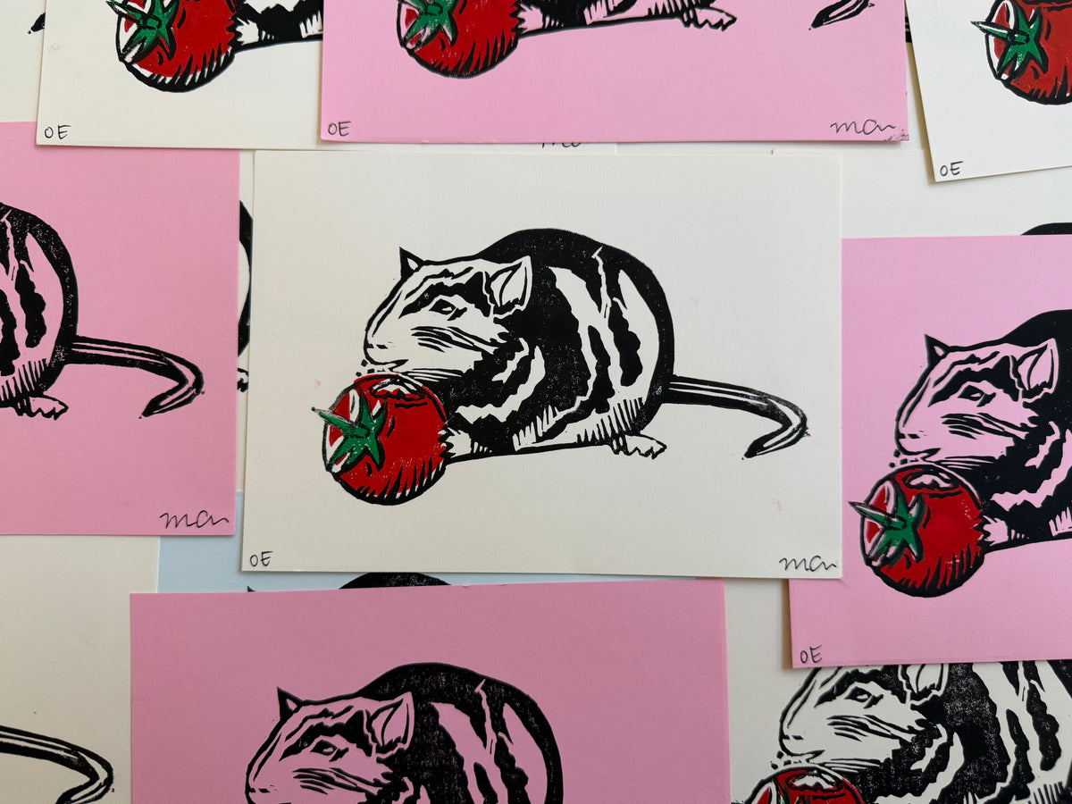 "Mr. Rat" Linoleum Block Print