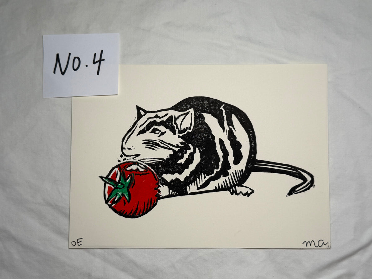 "Mr. Rat" Linoleum Block Print