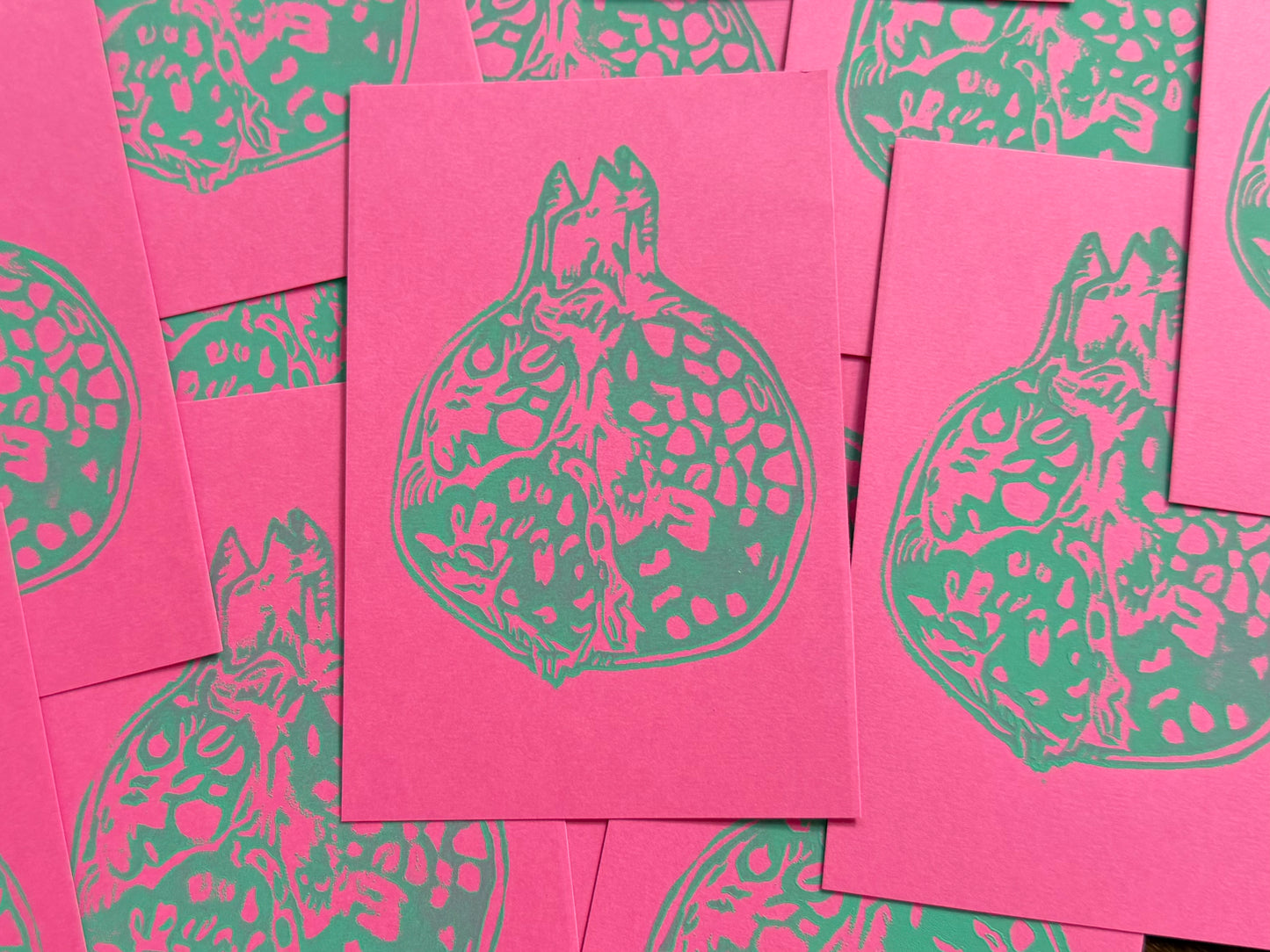 Pomegranate Linoleum Block Print