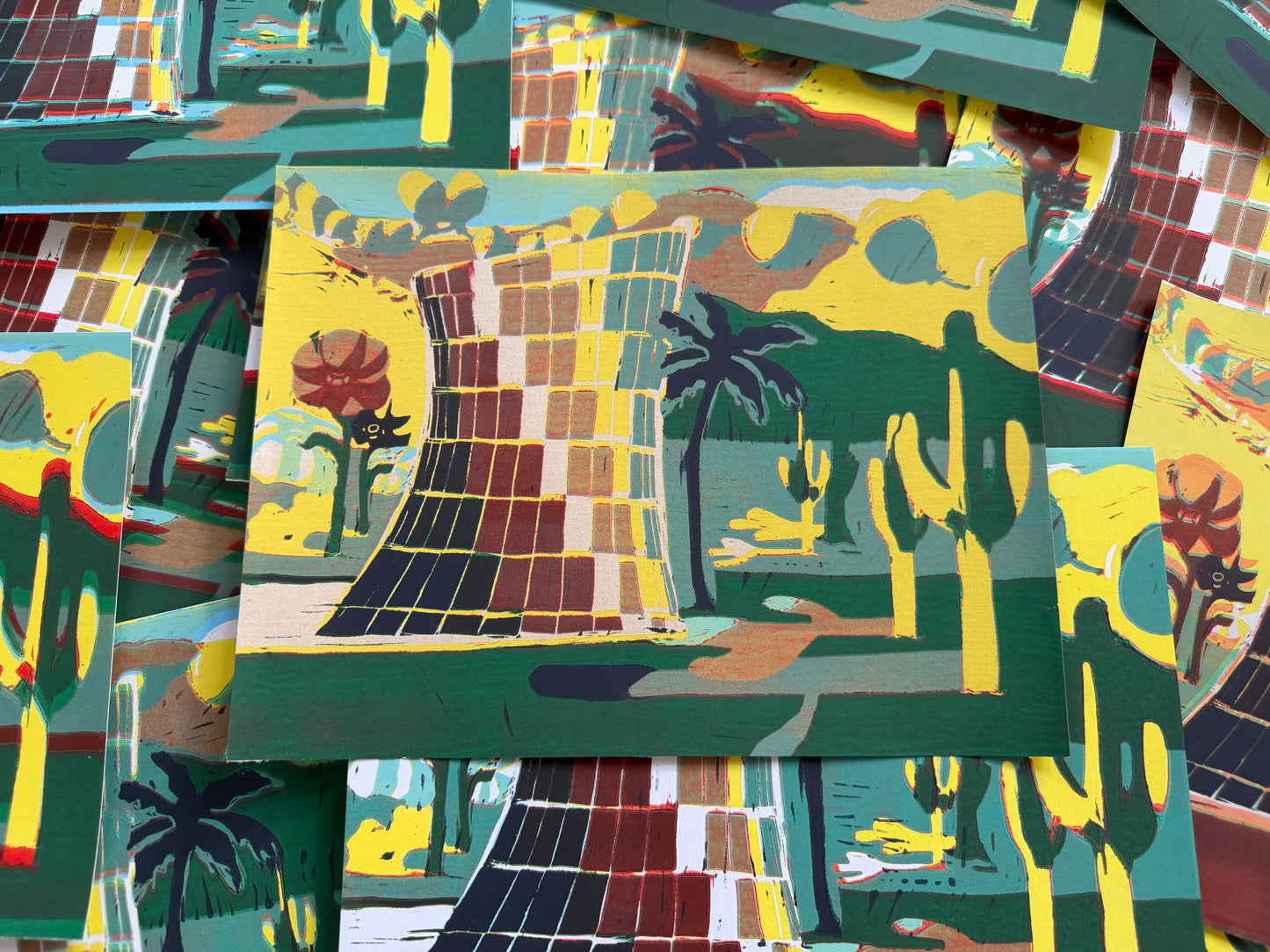 "Coachella Valley" Reduction Linoleum Block Print