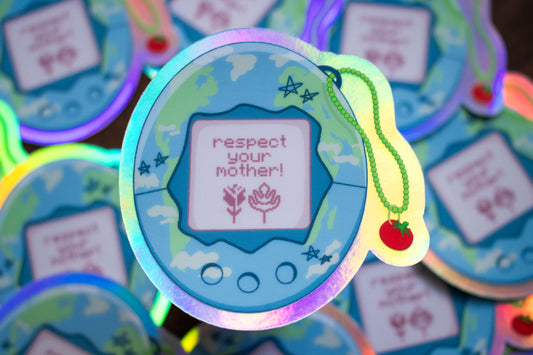 Respect Your Mother Earth Holographic Glossy Vinyl Sticker