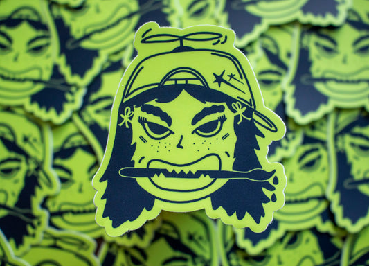 Crazy Painter Lady Graphic Vinyl Sticker