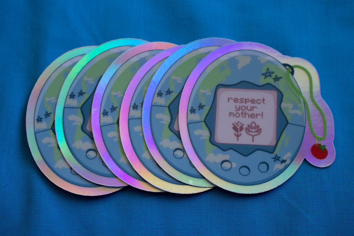 Respect Your Mother Earth Holographic Glossy Vinyl Sticker