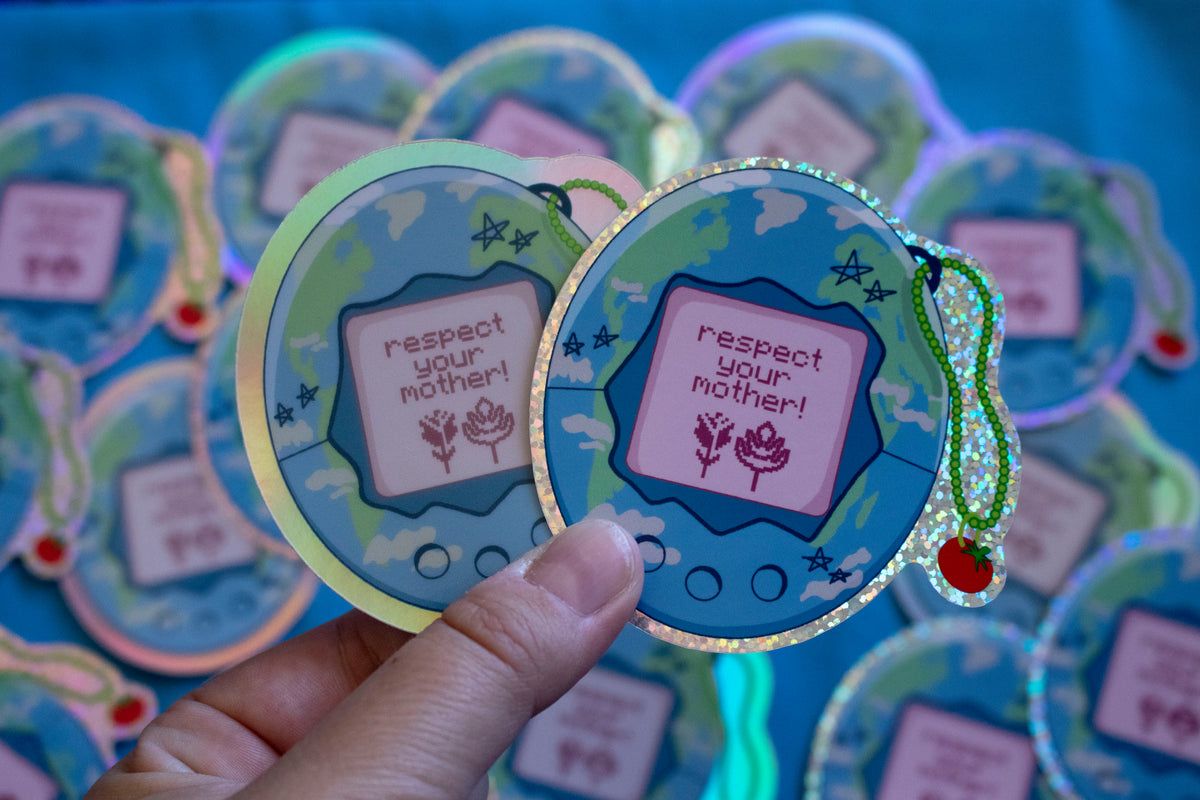 Respect Your Mother Earth Holographic Glossy Vinyl Sticker