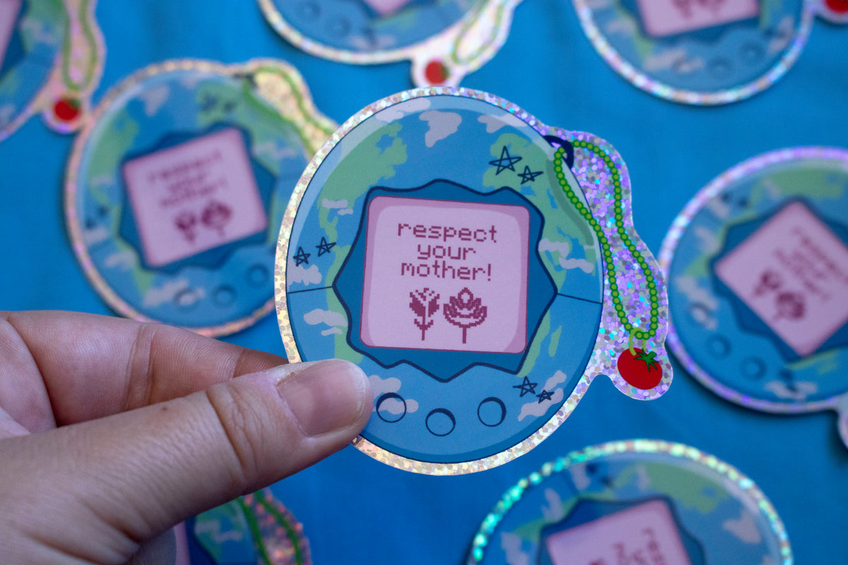 Respect Your Mother Earth Holographic Glossy Vinyl Sticker