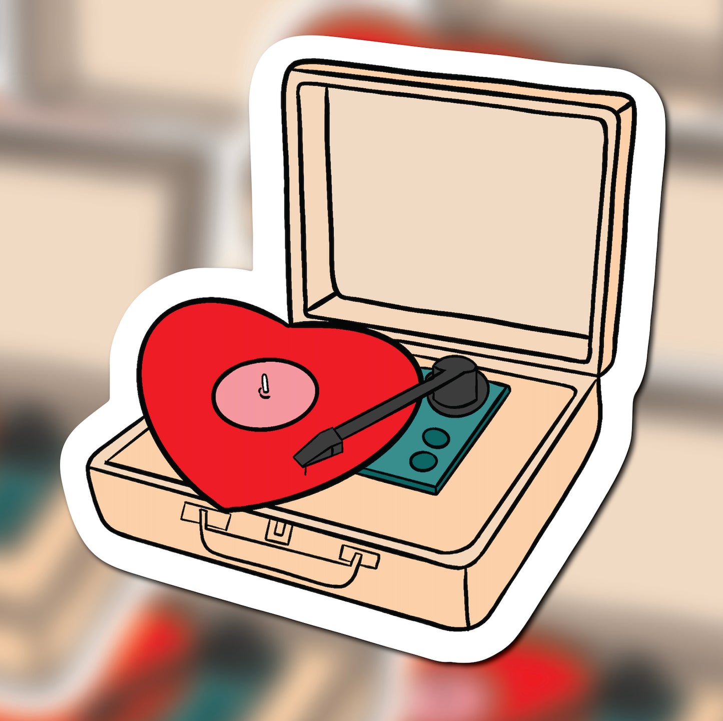 Record Player Glossy Sticker