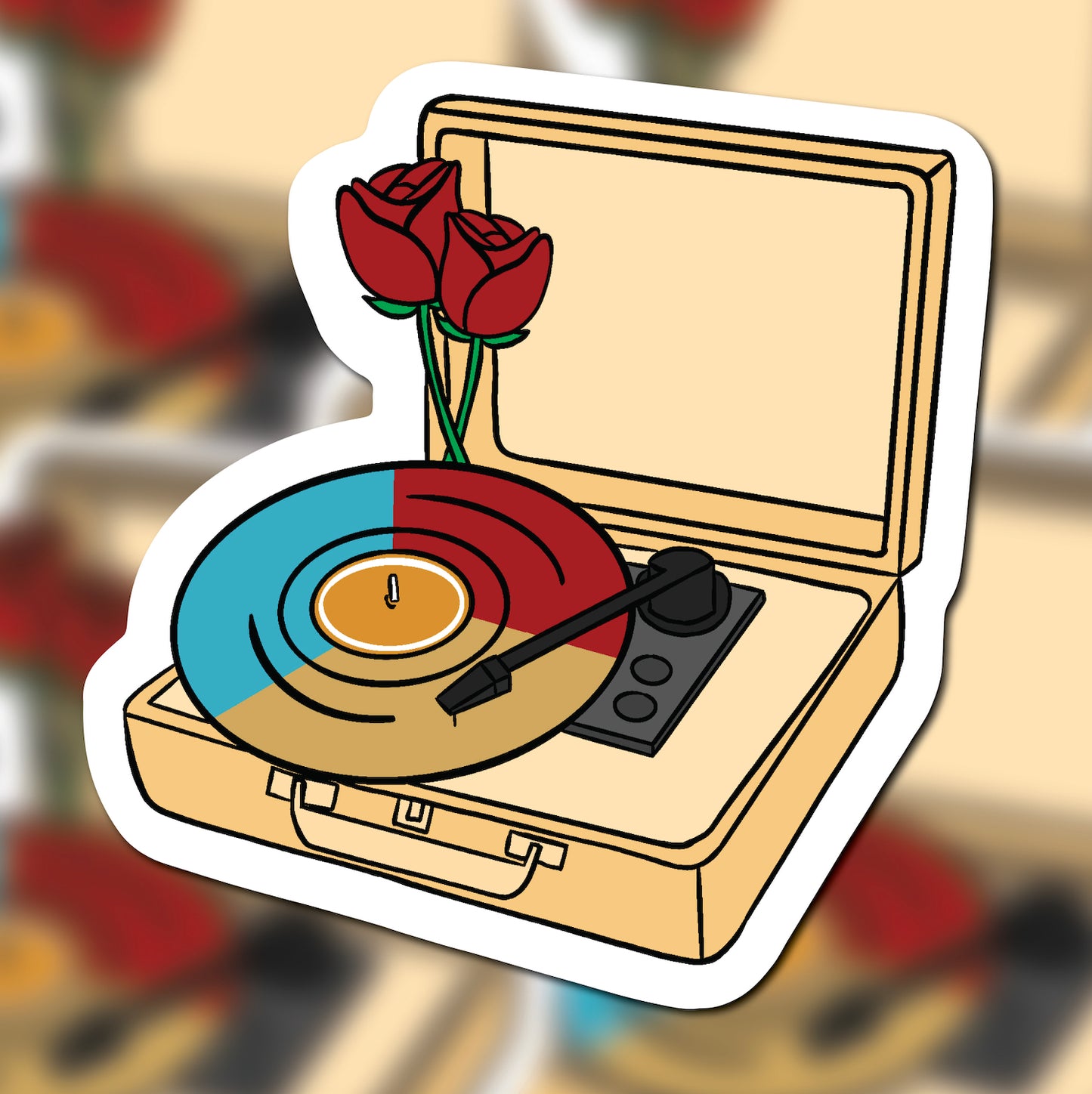 Record Player Glossy Sticker