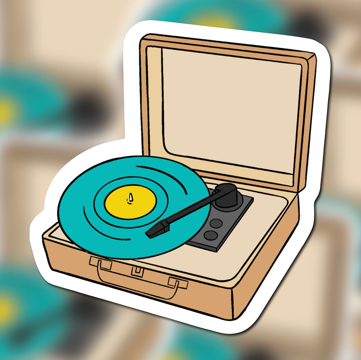 Record Player Glossy Sticker