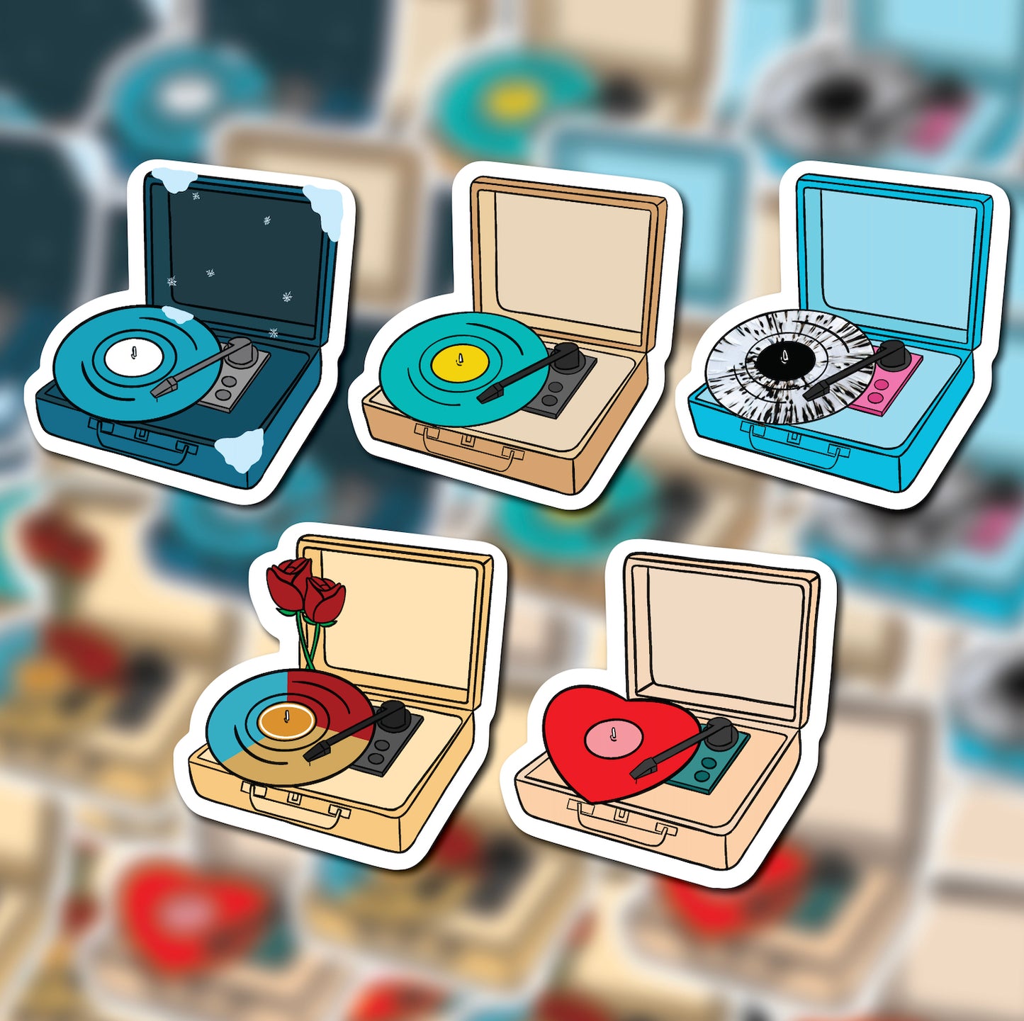 Record Player Glossy Sticker
