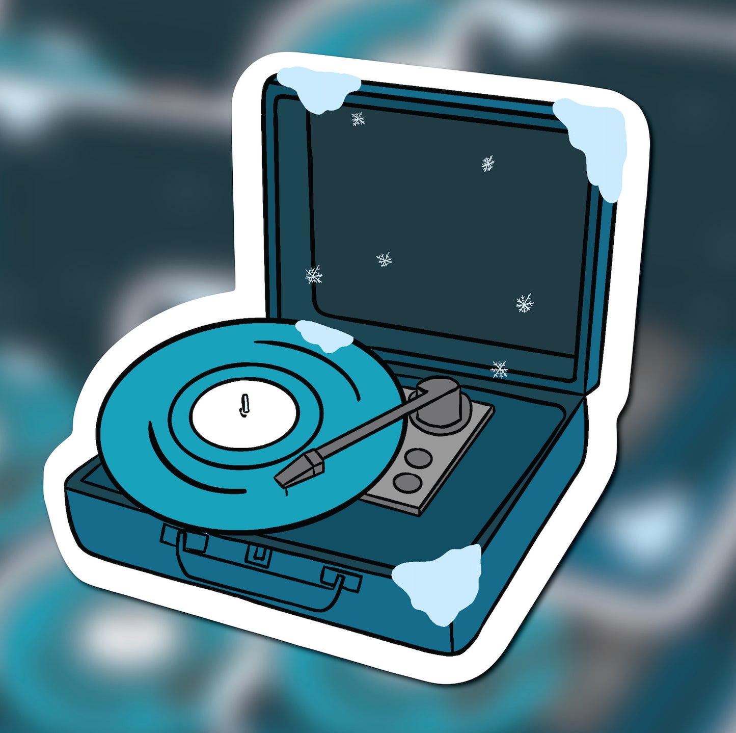 Record Player Glossy Sticker