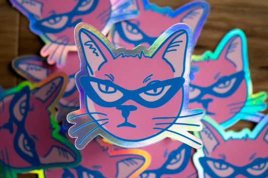 Greg the Cat Glossy Holographic Sticker