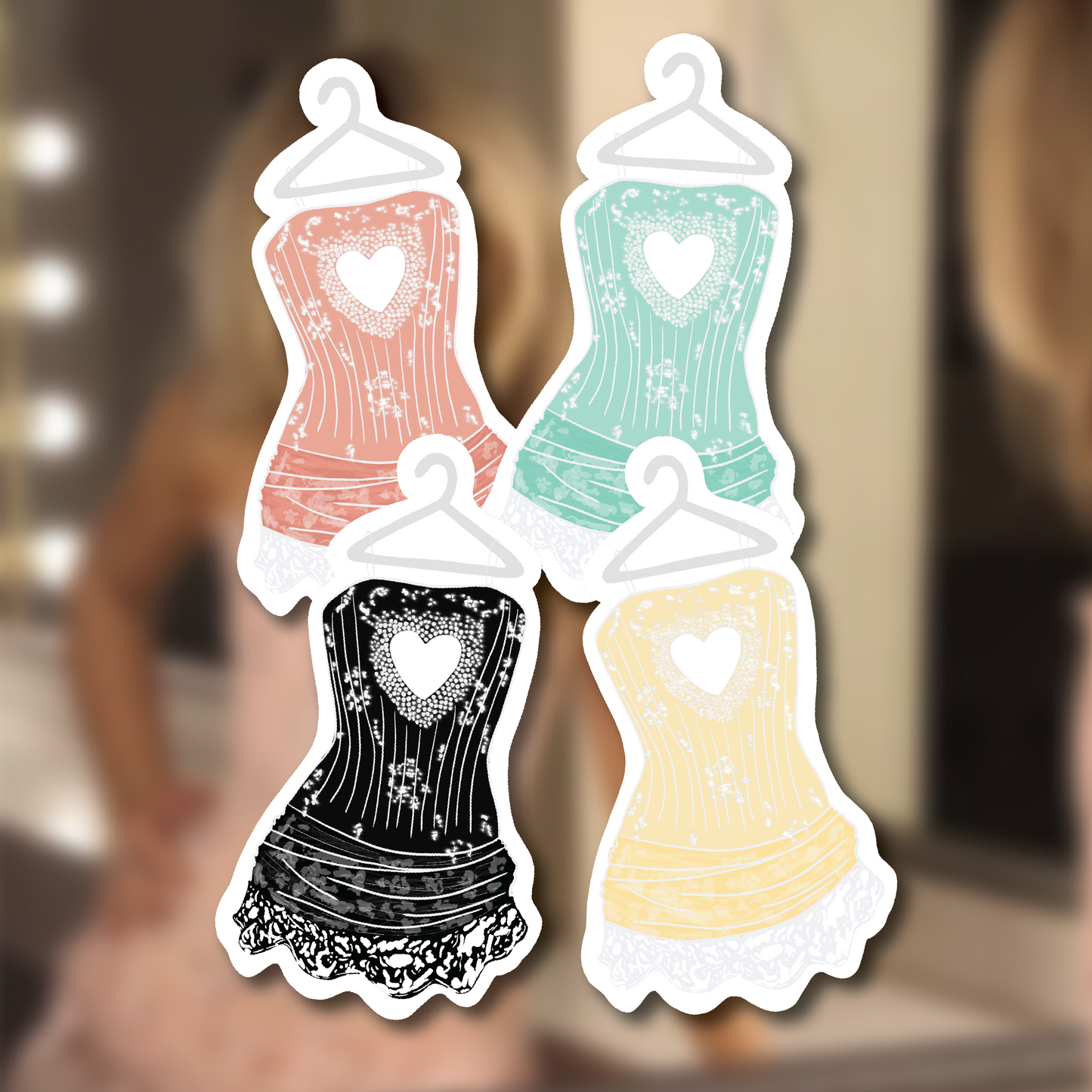 Heart Dress Glossy Stickers